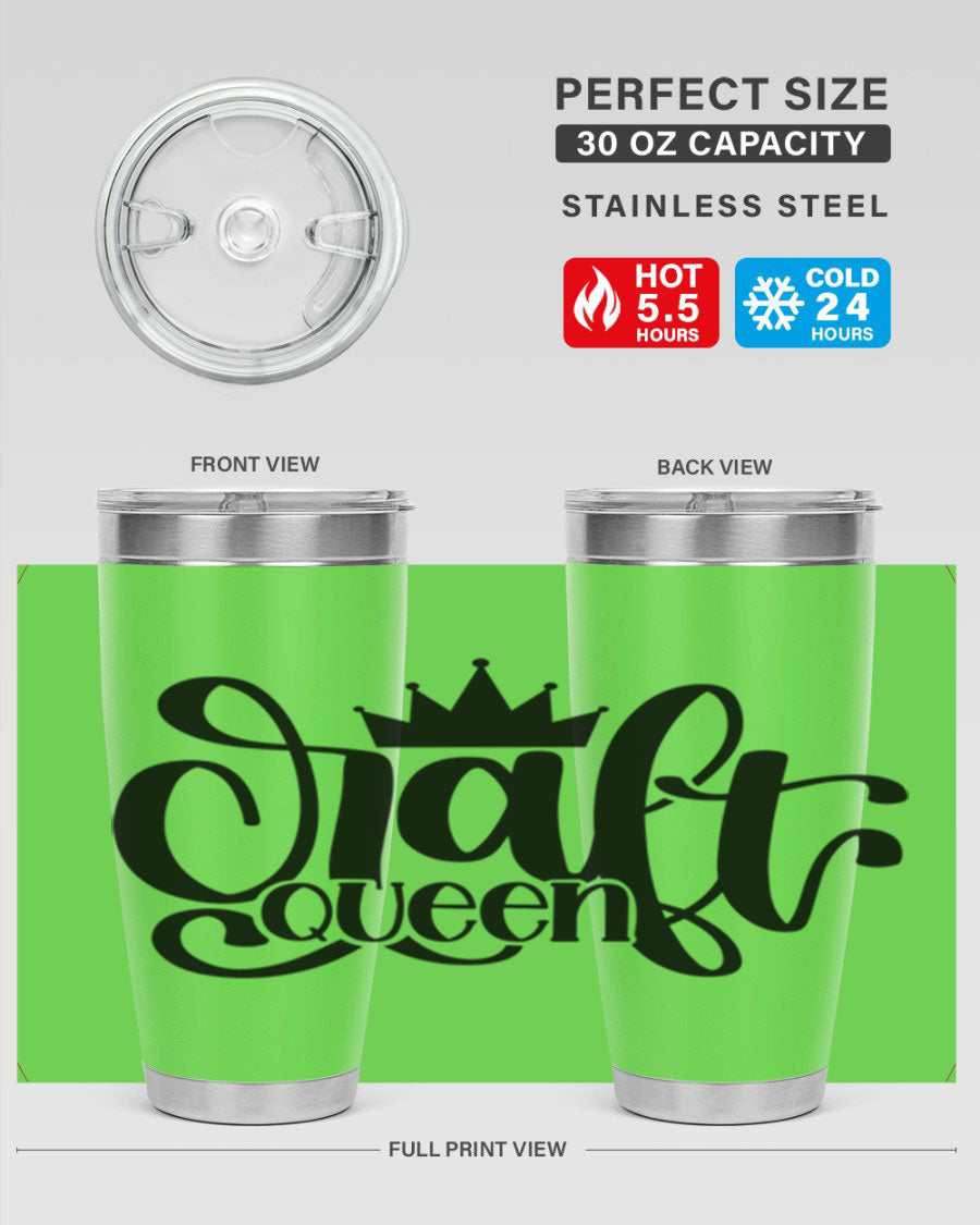 Craft Queen 37# Tumbler, a stylish 20oz double wall vacuum stainless steel tumbler with a press-in lid, perfect for hot and cold beverages.