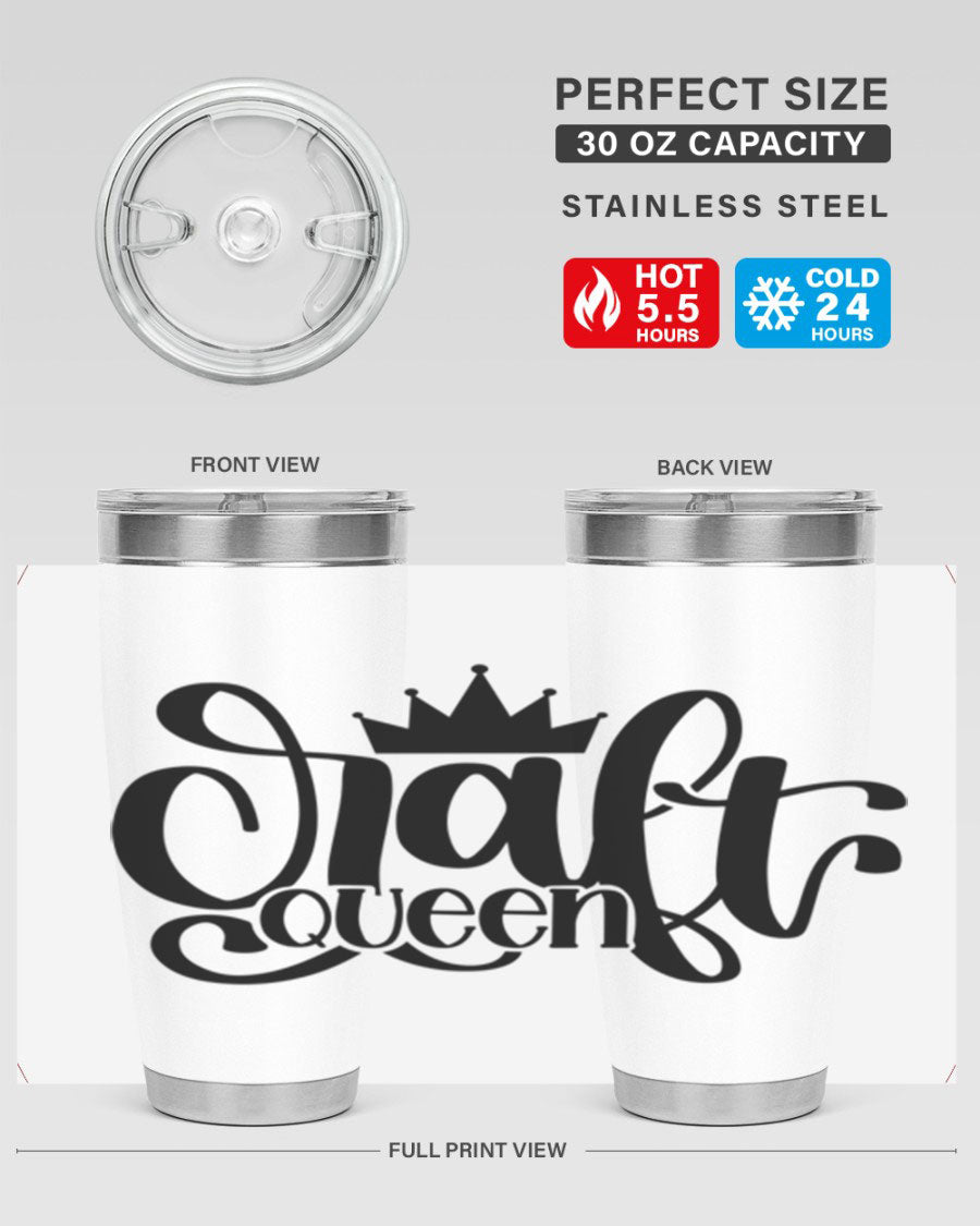 Craft Queen 37# Tumbler, a stylish 20oz double wall vacuum stainless steel tumbler with a press-in lid, perfect for hot and cold beverages.