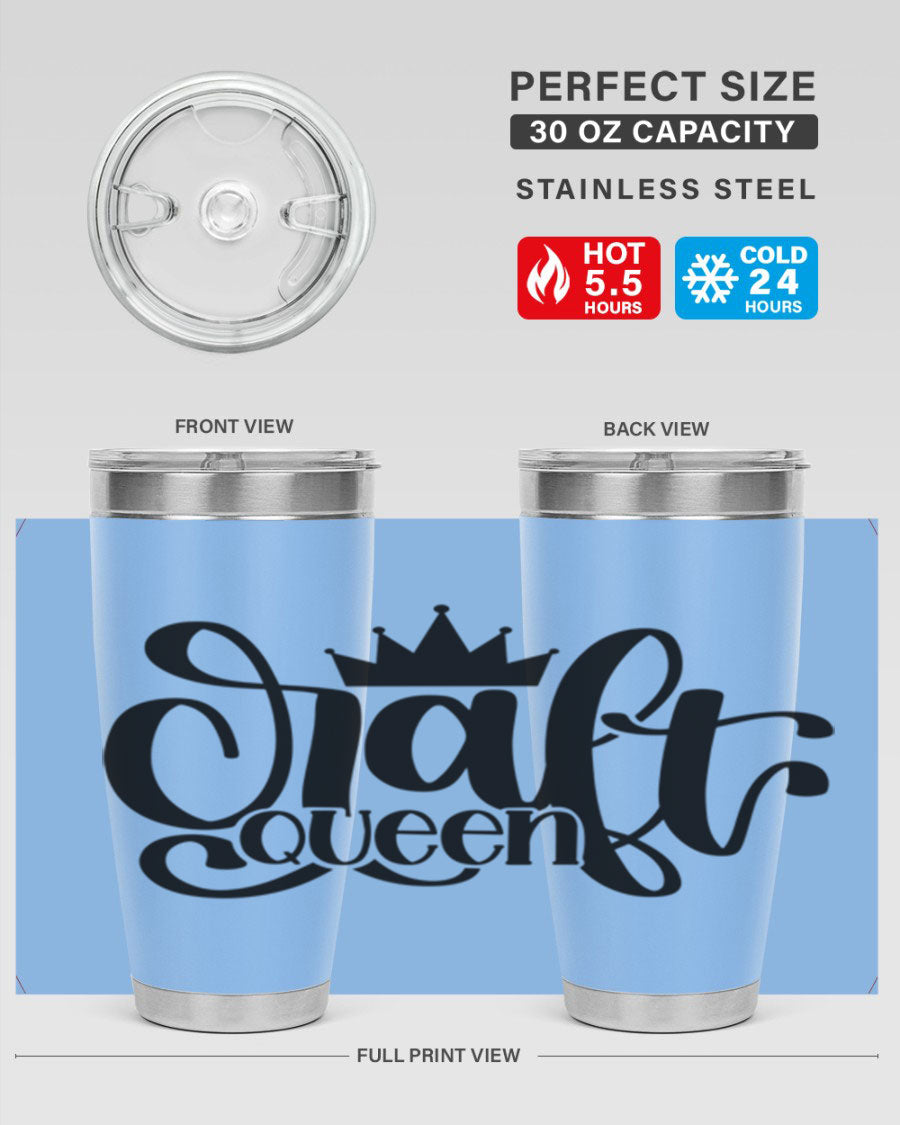 Craft Queen 37# Tumbler, a stylish 20oz double wall vacuum stainless steel tumbler with a press-in lid, perfect for hot and cold beverages.