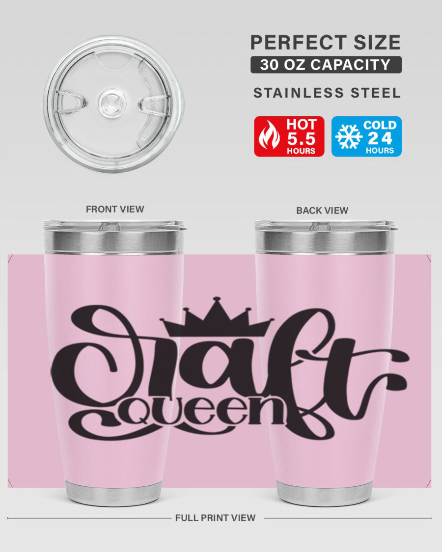 Craft Queen 37# Tumbler, a stylish 20oz double wall vacuum stainless steel tumbler with a press-in lid, perfect for hot and cold beverages.