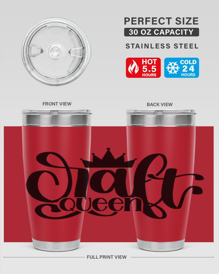 Craft Queen 37# Tumbler, a stylish 20oz double wall vacuum stainless steel tumbler with a press-in lid, perfect for hot and cold beverages.