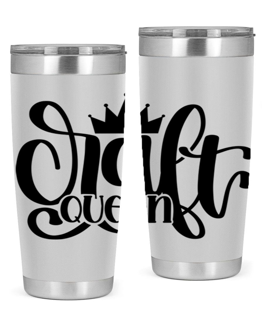 Craft Queen 37# Tumbler, a stylish 20oz double wall vacuum stainless steel tumbler with a press-in lid, perfect for hot and cold beverages.