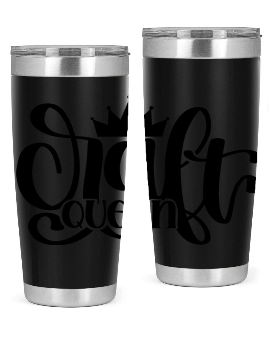 Craft Queen 37# Tumbler, a stylish 20oz double wall vacuum stainless steel tumbler with a press-in lid, perfect for hot and cold beverages.