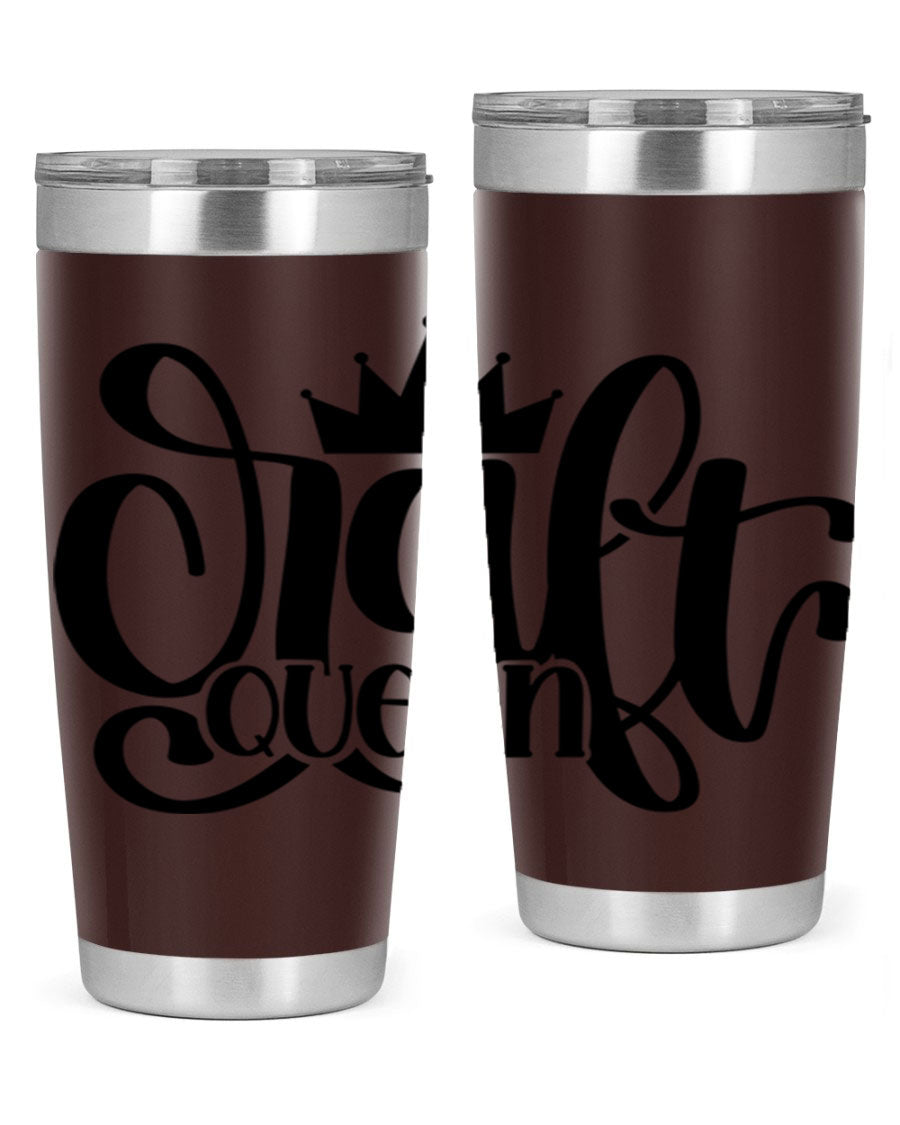 Craft Queen 37# Tumbler, a stylish 20oz double wall vacuum stainless steel tumbler with a press-in lid, perfect for hot and cold beverages.