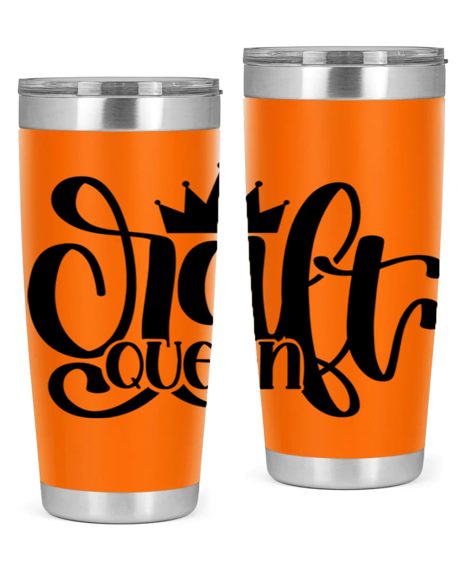 Craft Queen 37# Tumbler, a stylish 20oz double wall vacuum stainless steel tumbler with a press-in lid, perfect for hot and cold beverages.