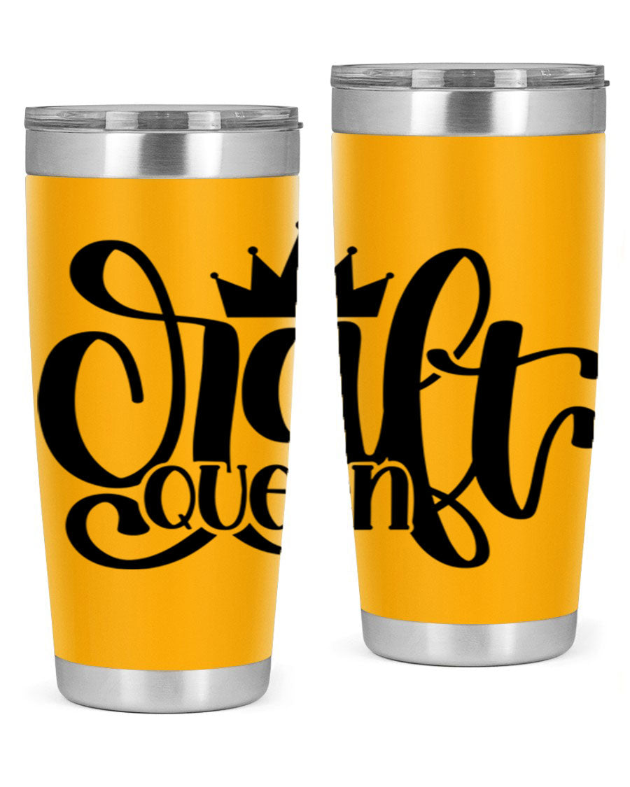 Craft Queen 37# Tumbler, a stylish 20oz double wall vacuum stainless steel tumbler with a press-in lid, perfect for hot and cold beverages.