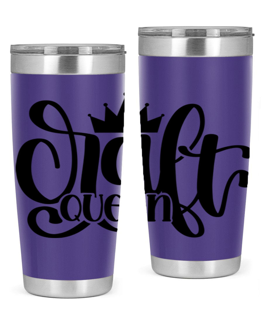 Craft Queen 37# Tumbler, a stylish 20oz double wall vacuum stainless steel tumbler with a press-in lid, perfect for hot and cold beverages.