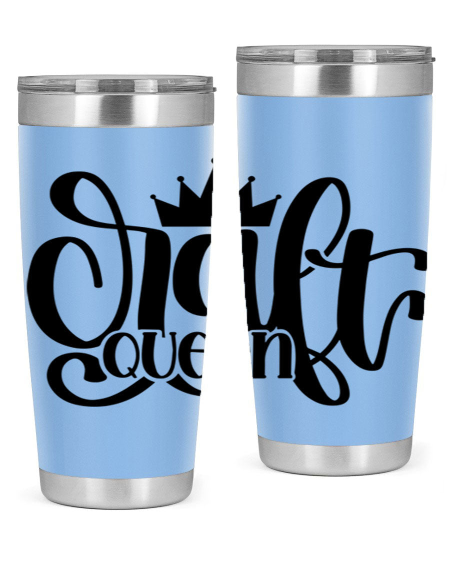 Craft Queen 37# Tumbler, a stylish 20oz double wall vacuum stainless steel tumbler with a press-in lid, perfect for hot and cold beverages.