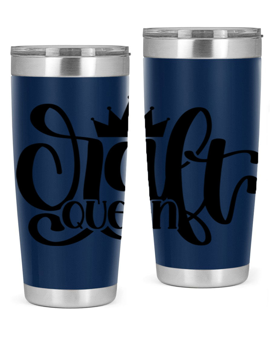 Craft Queen 37# Tumbler, a stylish 20oz double wall vacuum stainless steel tumbler with a press-in lid, perfect for hot and cold beverages.