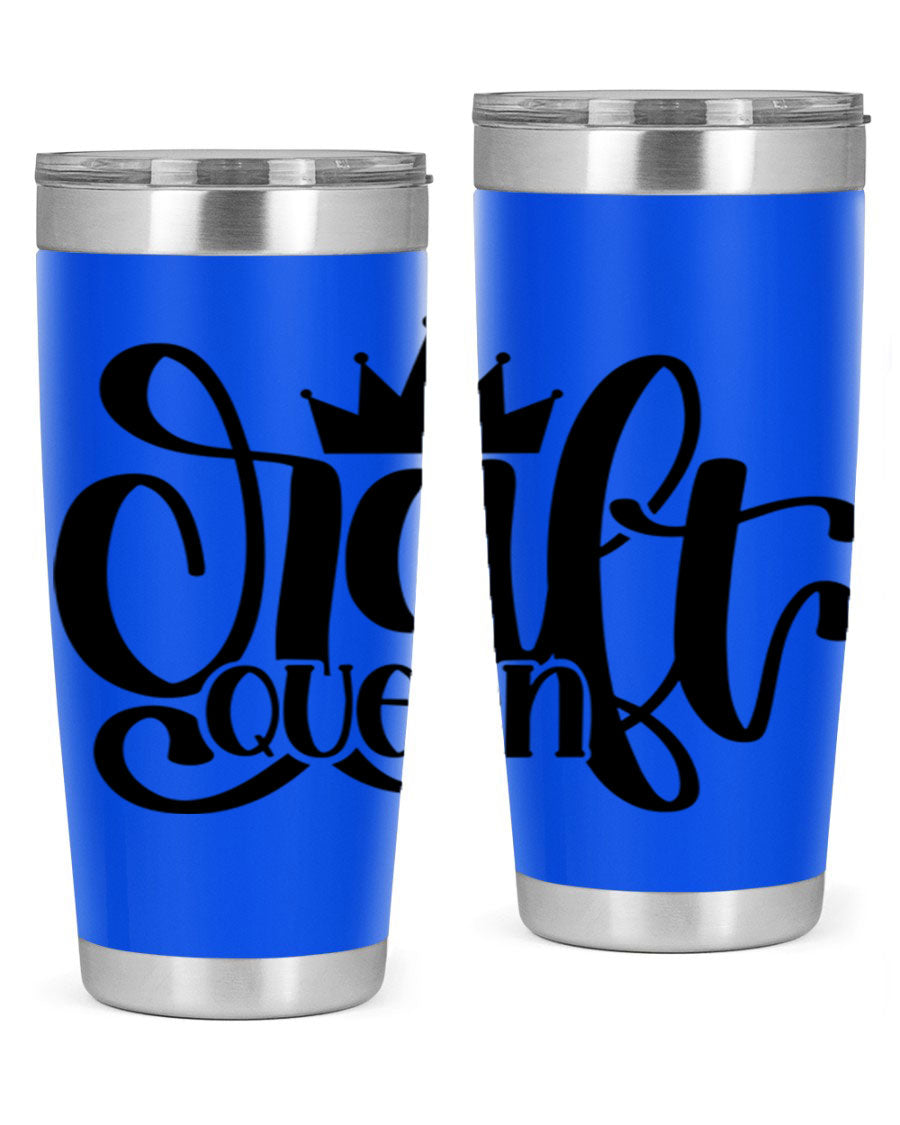 Craft Queen 37# Tumbler, a stylish 20oz double wall vacuum stainless steel tumbler with a press-in lid, perfect for hot and cold beverages.