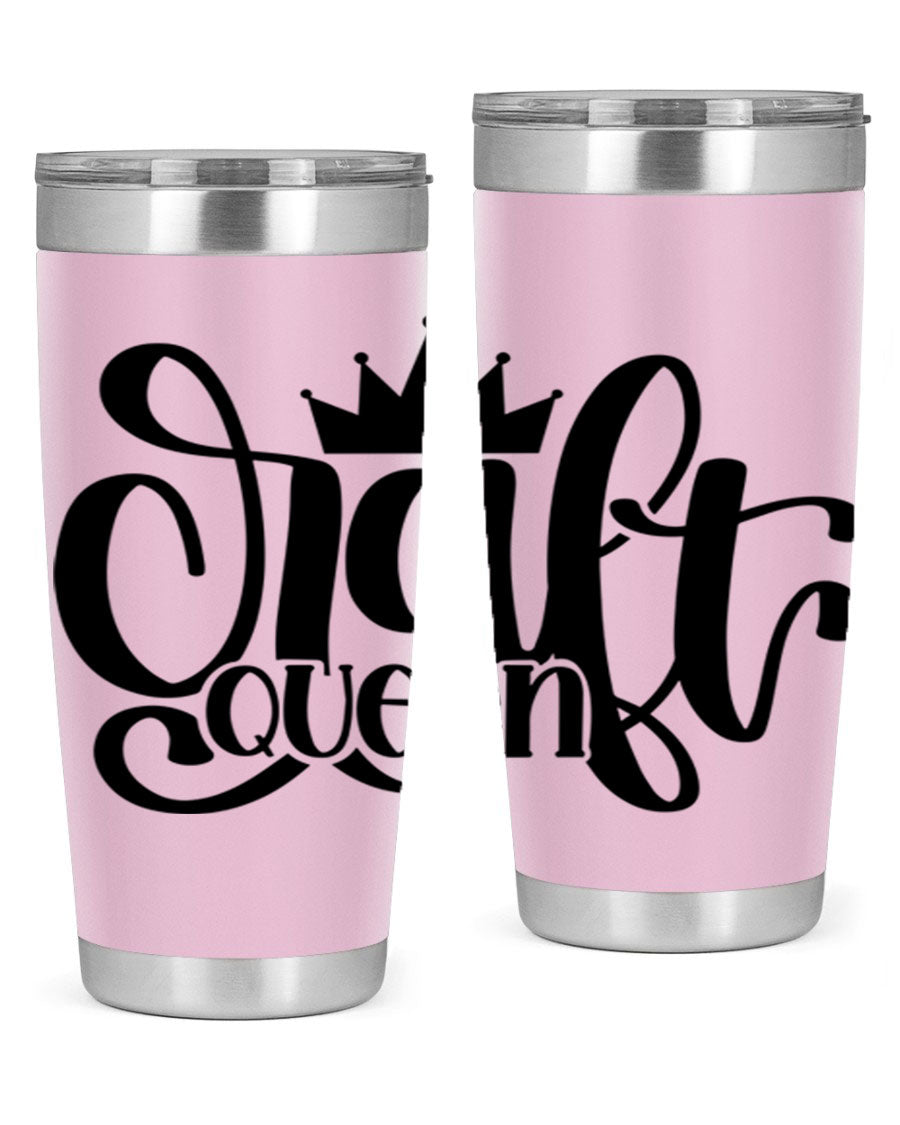 Craft Queen 37# Tumbler, a stylish 20oz double wall vacuum stainless steel tumbler with a press-in lid, perfect for hot and cold beverages.