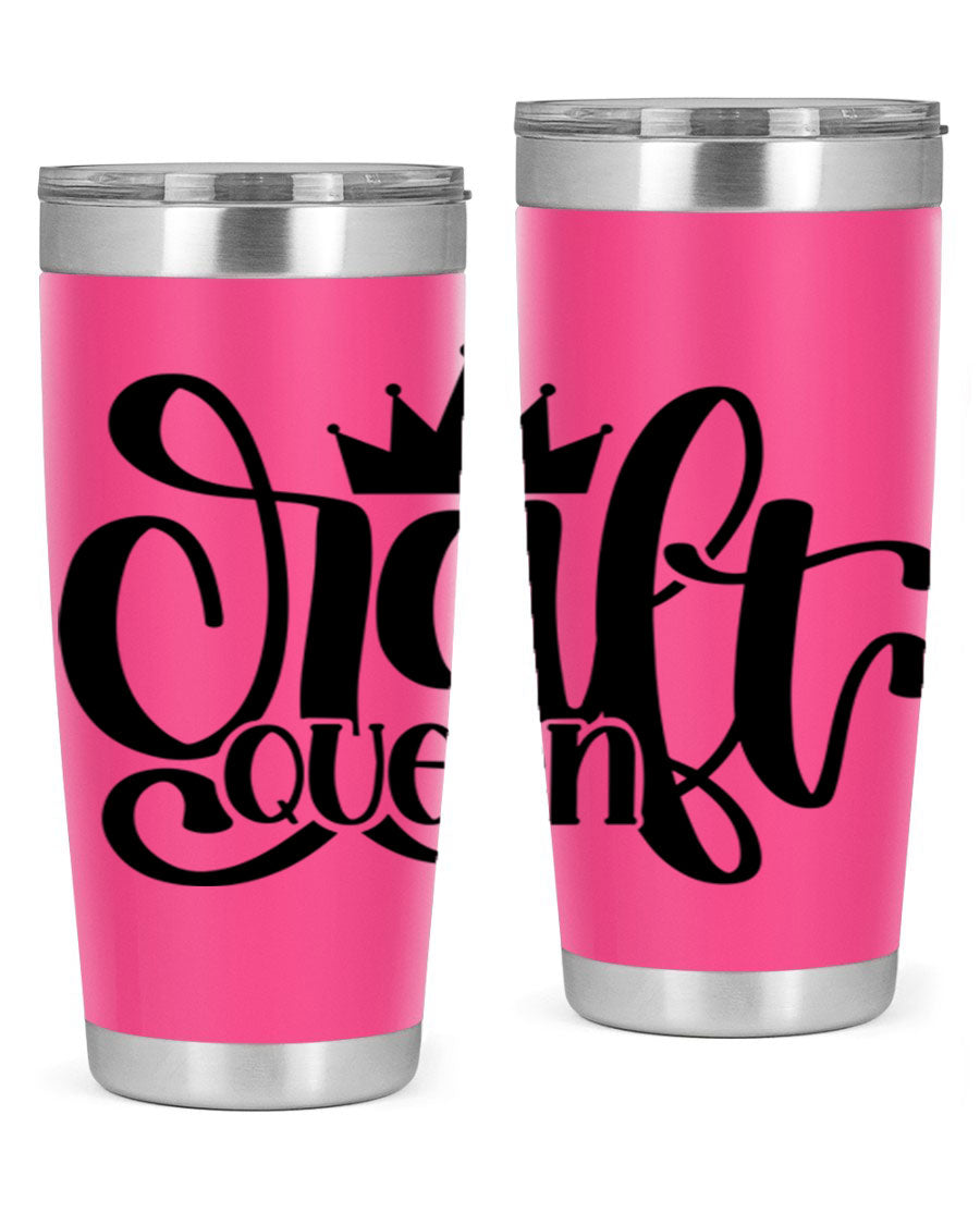 Craft Queen 37# Tumbler, a stylish 20oz double wall vacuum stainless steel tumbler with a press-in lid, perfect for hot and cold beverages.