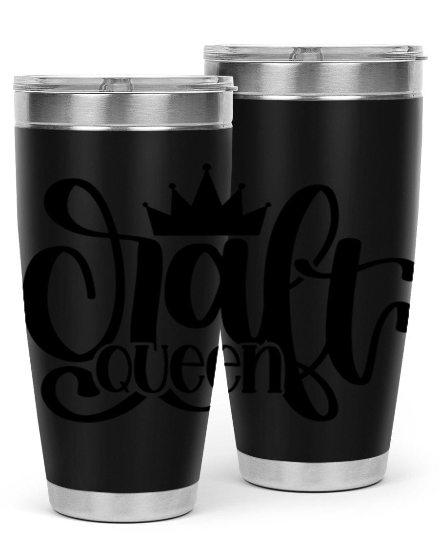 Craft Queen 37# Tumbler, a stylish 20oz double wall vacuum stainless steel tumbler with a press-in lid, perfect for hot and cold beverages.