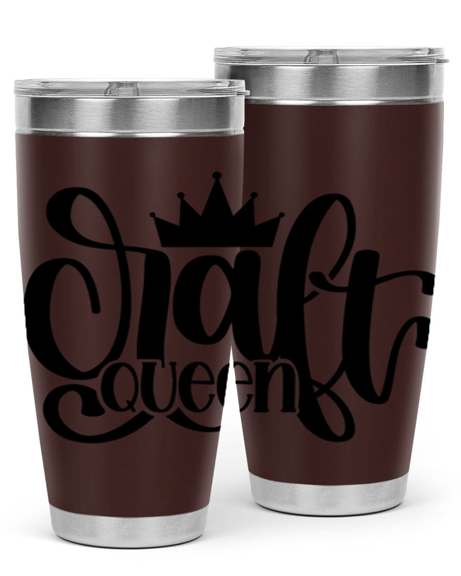 Craft Queen 37# Tumbler, a stylish 20oz double wall vacuum stainless steel tumbler with a press-in lid, perfect for hot and cold beverages.