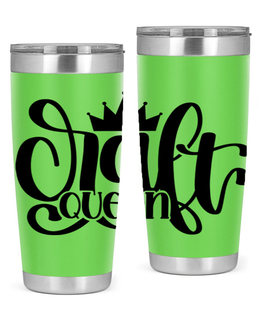 Craft Queen 37# Tumbler, a stylish 20oz double wall vacuum stainless steel tumbler with a press-in lid, perfect for hot and cold beverages.