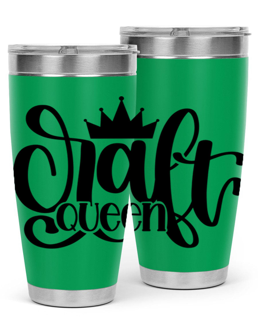 Craft Queen 37# Tumbler, a stylish 20oz double wall vacuum stainless steel tumbler with a press-in lid, perfect for hot and cold beverages.