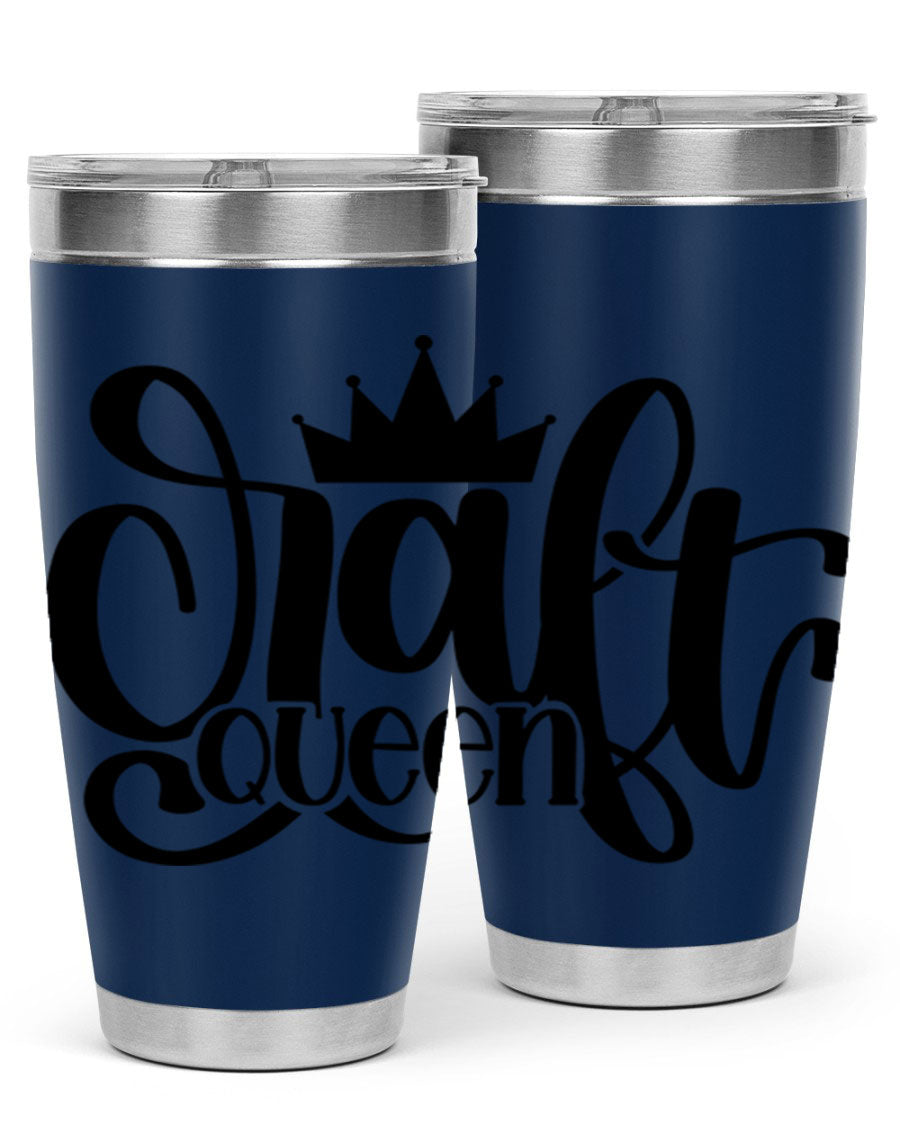 Craft Queen 37# Tumbler, a stylish 20oz double wall vacuum stainless steel tumbler with a press-in lid, perfect for hot and cold beverages.