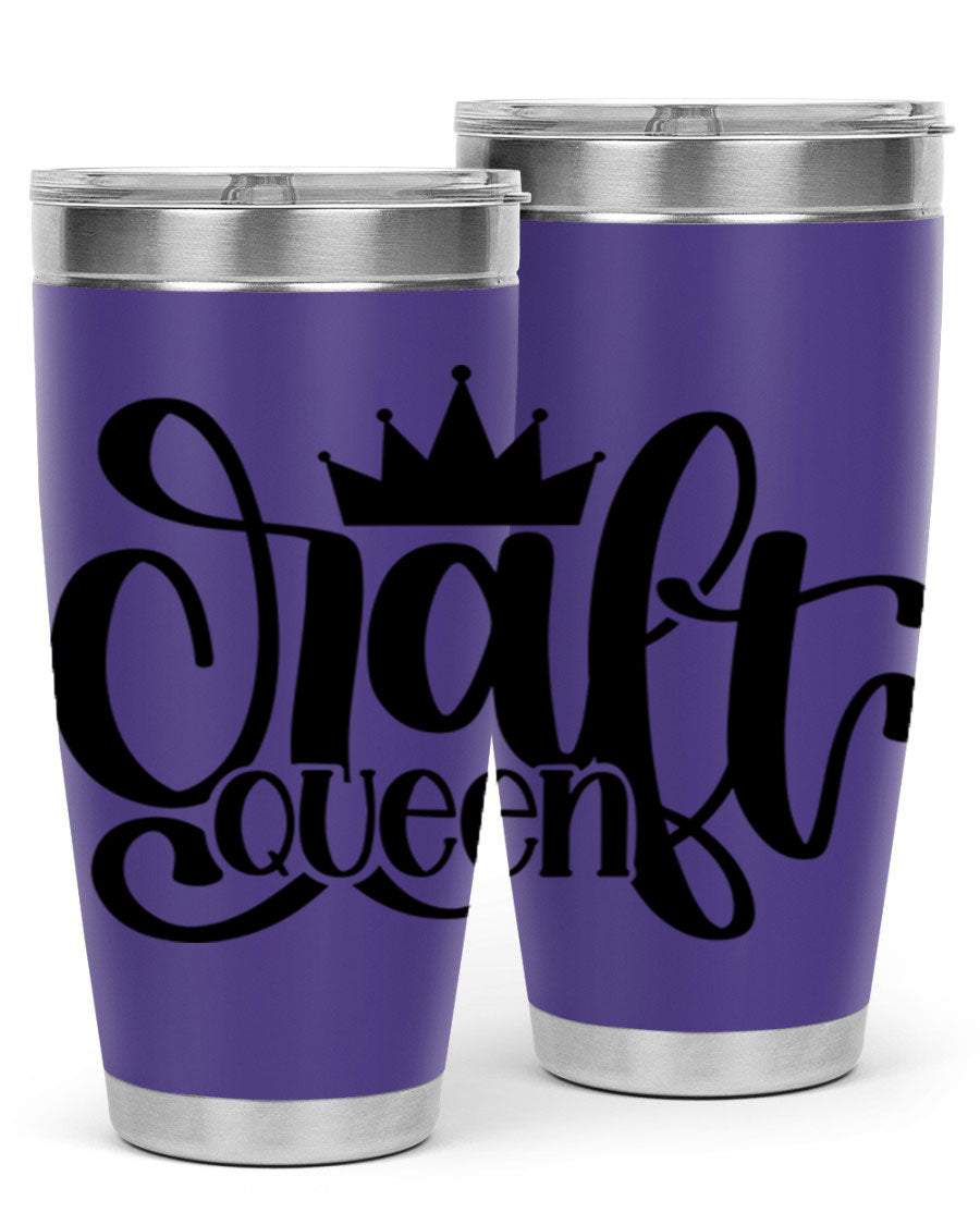 Craft Queen 37# Tumbler, a stylish 20oz double wall vacuum stainless steel tumbler with a press-in lid, perfect for hot and cold beverages.