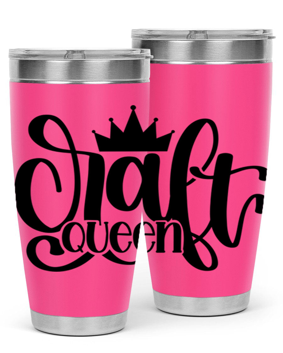 Craft Queen 37# Tumbler, a stylish 20oz double wall vacuum stainless steel tumbler with a press-in lid, perfect for hot and cold beverages.