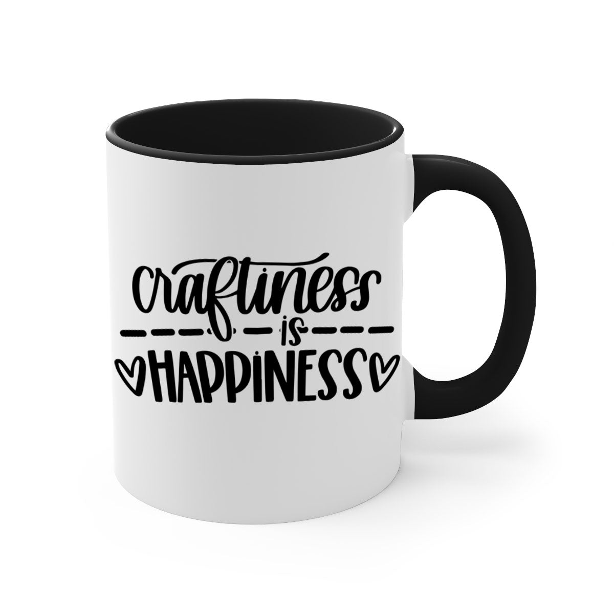 Craftiness Is Happiness 35# Mug featuring a glossy finish, colored handle, and interior, available in five vibrant colors.