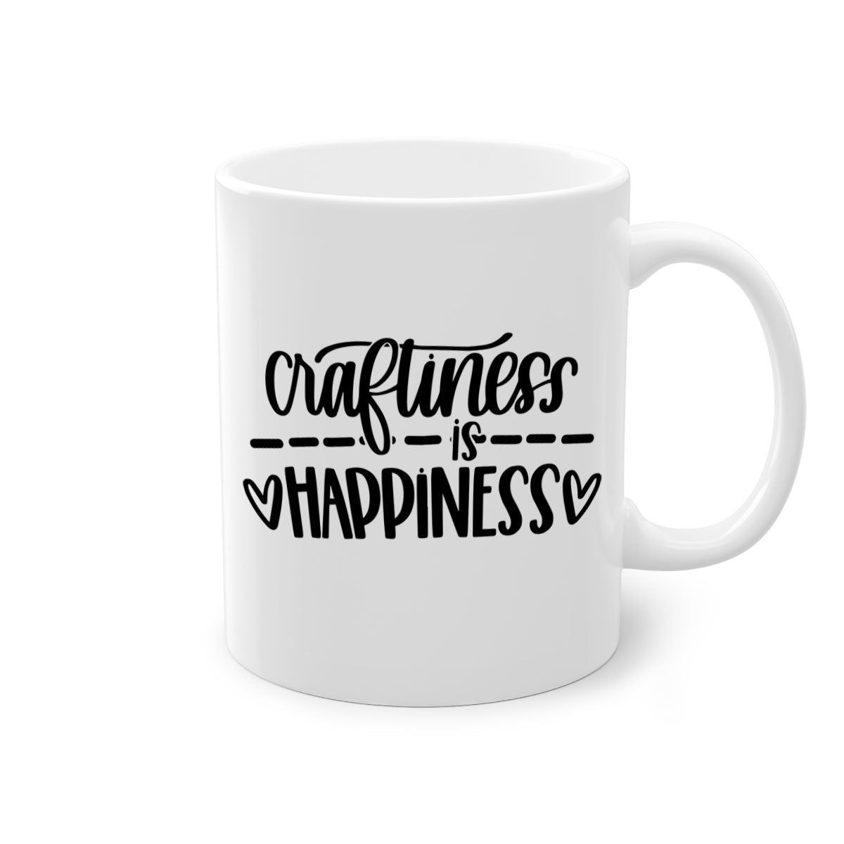 Craftiness Is Happiness 35# Mug featuring a glossy finish, colored handle, and interior, available in five vibrant colors.