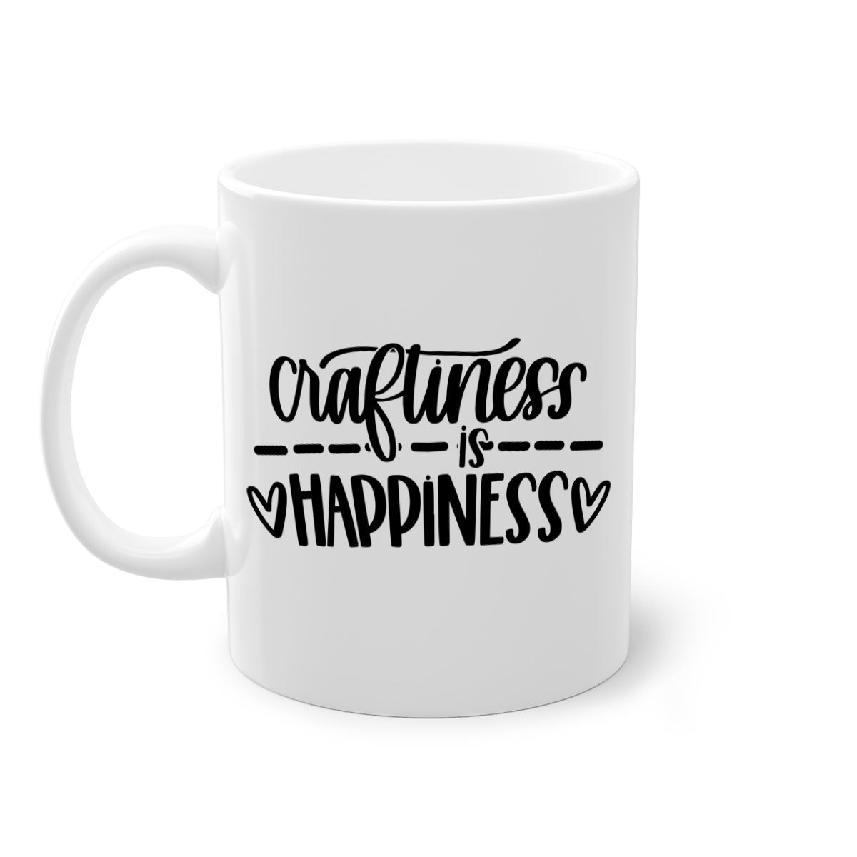 Craftiness Is Happiness 35# Mug featuring a glossy finish, colored handle, and interior, available in five vibrant colors.