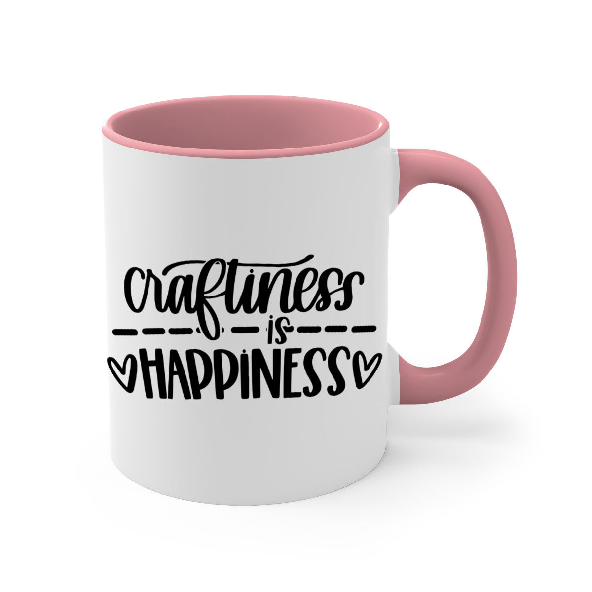 Craftiness Is Happiness 35# Mug featuring a glossy finish, colored handle, and interior, available in five vibrant colors.