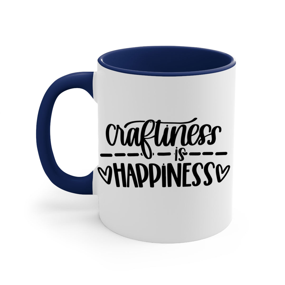 Craftiness Is Happiness 35# Mug featuring a glossy finish, colored handle, and interior, available in five vibrant colors.