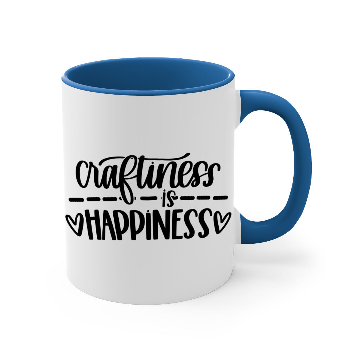 Craftiness Is Happiness 35# Mug featuring a glossy finish, colored handle, and interior, available in five vibrant colors.