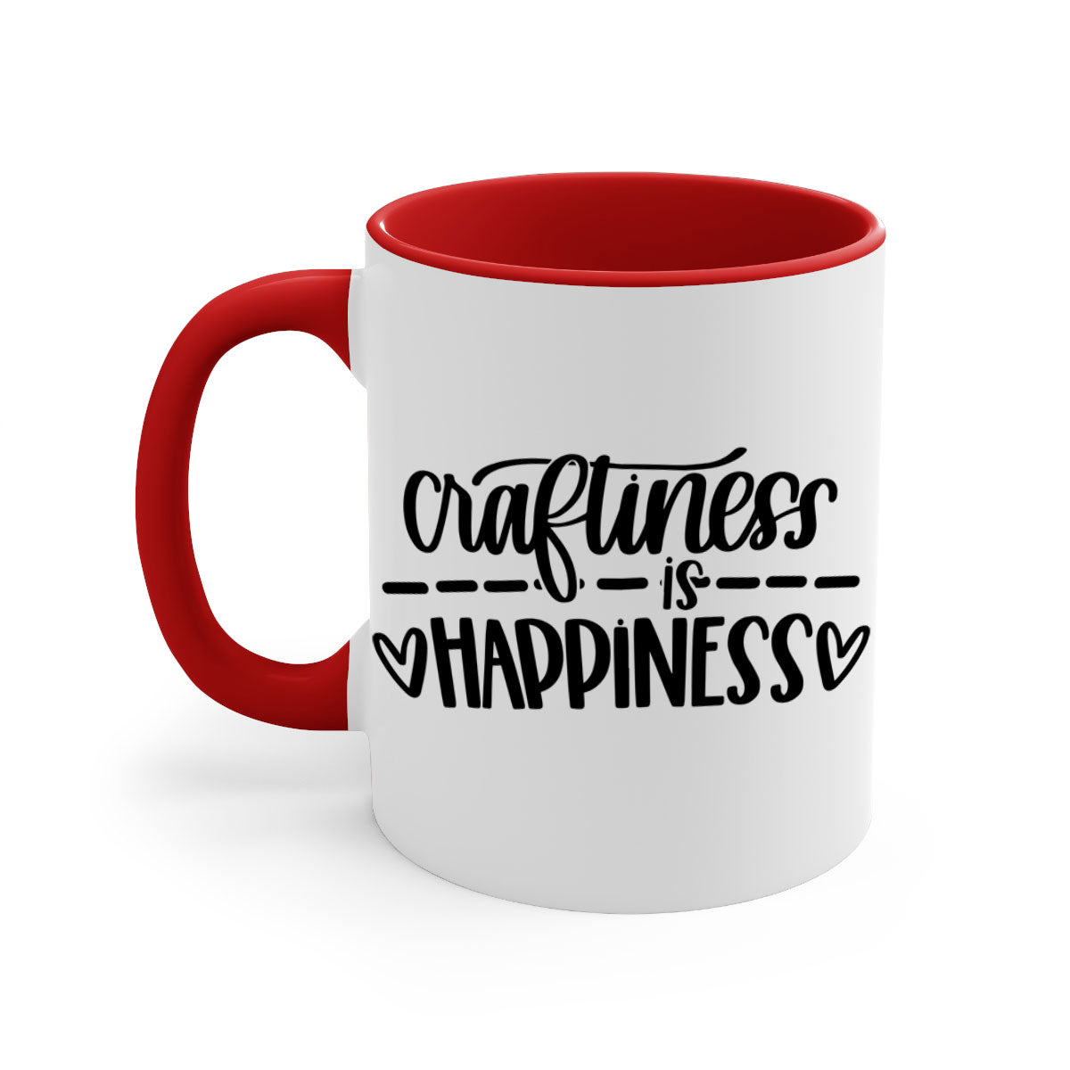 Craftiness Is Happiness 35# Mug featuring a glossy finish, colored handle, and interior, available in five vibrant colors.