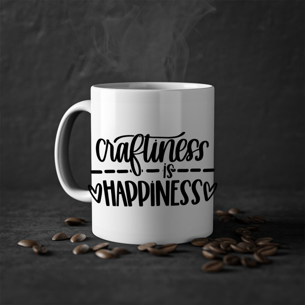 Craftiness Is Happiness 35# Mug featuring a glossy finish, colored handle, and interior, available in five vibrant colors.