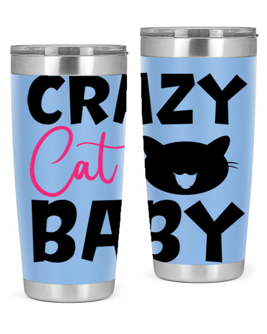 Crazy Cat Baby Style 270# 20oz tumbler featuring a double wall vacuum design and a cute cat print.