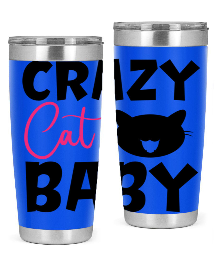 Crazy Cat Baby Style 270# 20oz tumbler featuring a double wall vacuum design and a cute cat print.