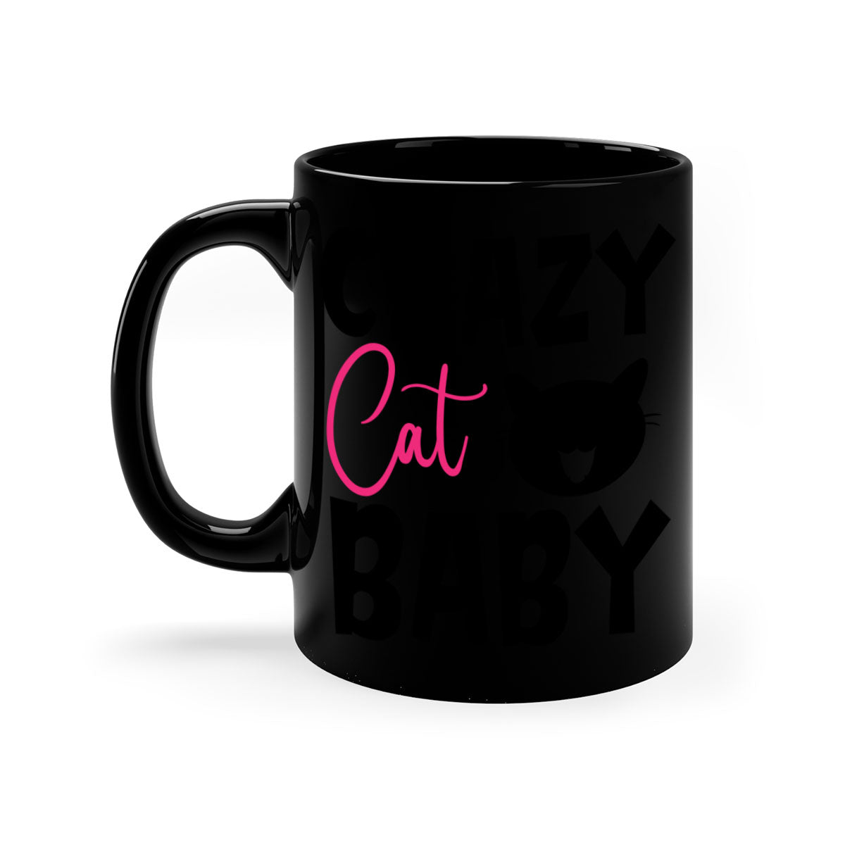 Crazy Cat Baby Style 270# Mug with colorful handle and glossy finish, available in multiple sizes.