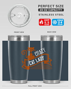 Crazy Cat Lady Style 43# Tumbler featuring a double wall vacuum design, perfect for keeping drinks hot or cold.