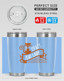 Crazy Cat Lady Style 43# Tumbler featuring a double wall vacuum design, perfect for keeping drinks hot or cold.