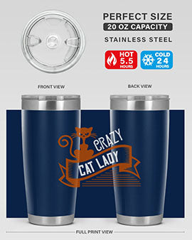 Crazy Cat Lady Style 43# Tumbler featuring a double wall vacuum design, perfect for keeping drinks hot or cold.