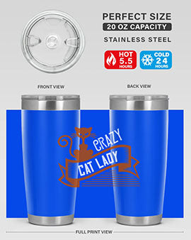 Crazy Cat Lady Style 43# Tumbler featuring a double wall vacuum design, perfect for keeping drinks hot or cold.
