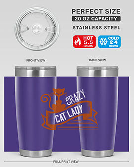 Crazy Cat Lady Style 43# Tumbler featuring a double wall vacuum design, perfect for keeping drinks hot or cold.
