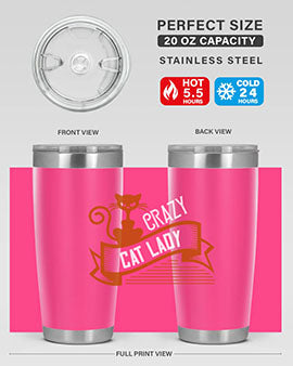 Crazy Cat Lady Style 43# Tumbler featuring a double wall vacuum design, perfect for keeping drinks hot or cold.