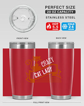 Crazy Cat Lady Style 43# Tumbler featuring a double wall vacuum design, perfect for keeping drinks hot or cold.