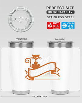 Crazy Cat Lady Style 43# Tumbler featuring a double wall vacuum design, perfect for keeping drinks hot or cold.