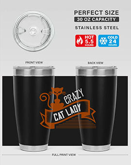 Crazy Cat Lady Style 43# Tumbler featuring a double wall vacuum design, perfect for keeping drinks hot or cold.