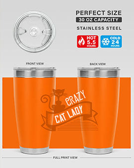 Crazy Cat Lady Style 43# Tumbler featuring a double wall vacuum design, perfect for keeping drinks hot or cold.