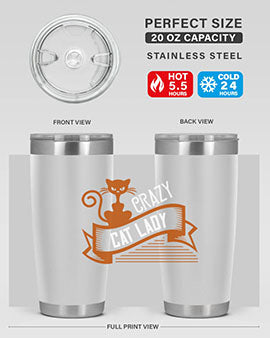Crazy Cat Lady Style 43# Tumbler featuring a double wall vacuum design, perfect for keeping drinks hot or cold.