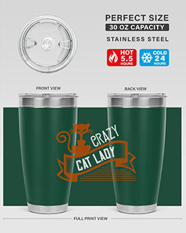 Crazy Cat Lady Style 43# Tumbler featuring a double wall vacuum design, perfect for keeping drinks hot or cold.