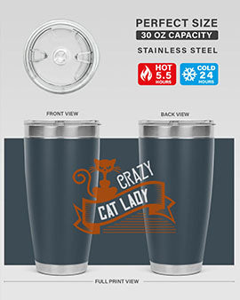 Crazy Cat Lady Style 43# Tumbler featuring a double wall vacuum design, perfect for keeping drinks hot or cold.