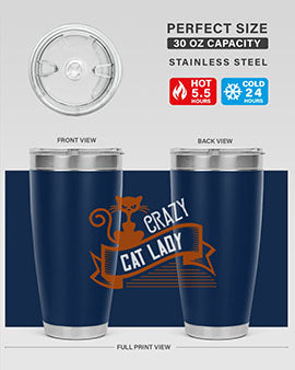 Crazy Cat Lady Style 43# Tumbler featuring a double wall vacuum design, perfect for keeping drinks hot or cold.