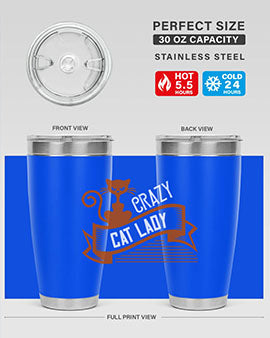 Crazy Cat Lady Style 43# Tumbler featuring a double wall vacuum design, perfect for keeping drinks hot or cold.