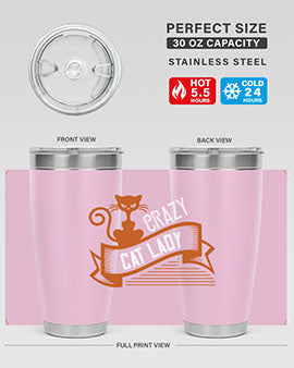 Crazy Cat Lady Style 43# Tumbler featuring a double wall vacuum design, perfect for keeping drinks hot or cold.